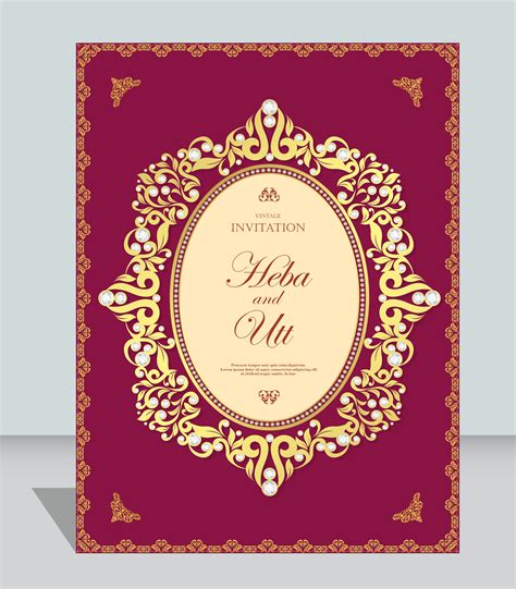 wedding or invitation card vintage style with crystals abstract pattern