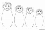 Dolls Russian Matryoshka Coloring Pages Printable Blank Nesting Russia Doll Template Craft Drawing Print Color Paper Printables Kids sketch template