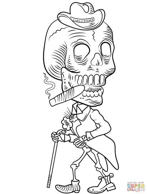 day   dead skeleton coloring page  printable coloring pages