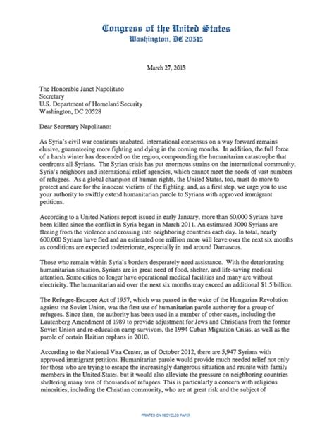 letter  dhs humanitarian parole  syrians