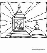 Religious Coloring Pages Color Items Bells Ringing Printable Church Sheets Found sketch template