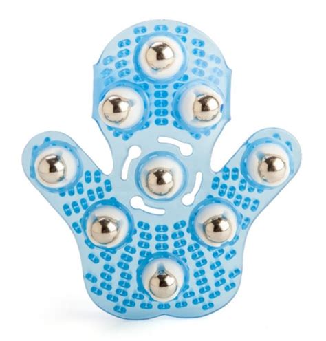 massage glove blue in colour stainless steal ball bearings