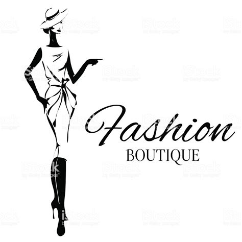 fashion boutique background with black and white woman silhouette vector stock illustration