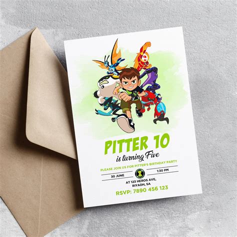customizable ben 10 birthday invitation cards kid birthday invitation