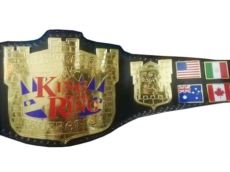 king of the ring wrestling championship belt adult size black leather strap