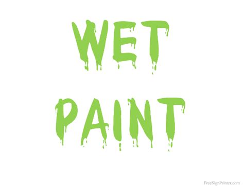 printable wet paint sign  green text