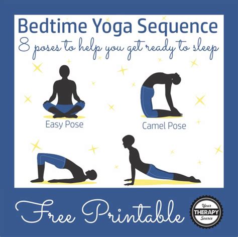 bedtime yoga sequence  printable  therapy source bedtime