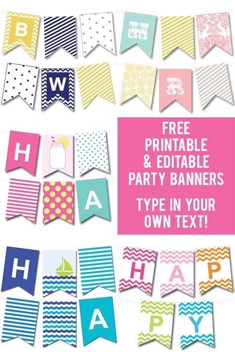 printable editable party banners tip junkie