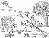 Moses Burning Bush Coloring Pages Great Bulrushes Robin Mt sketch template