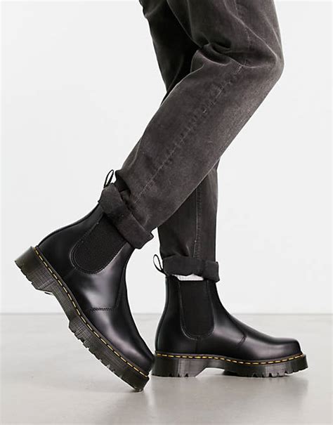 dr martens 2976 bex squared chelsea boots in black polished smooth asos