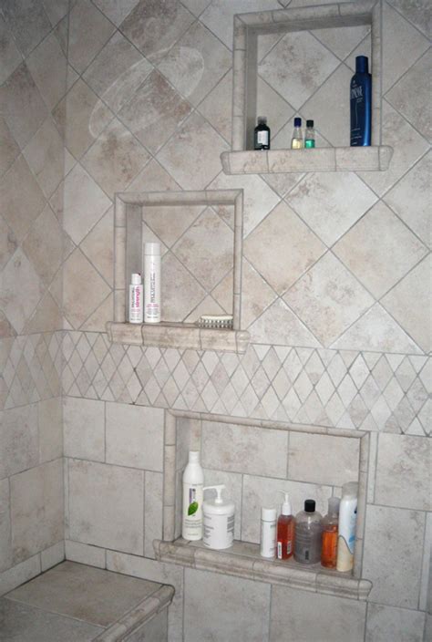 built  shower shelves   practical   storing  bath supplies homesfeed