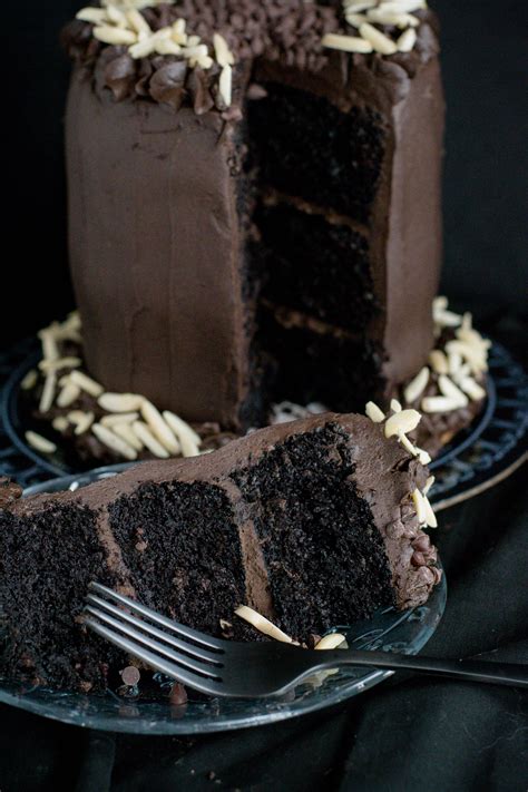 dark chocolate cake   forks  dinner