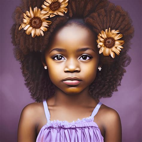 African American Girl 3 Years Old Portrait · Creative Fabrica