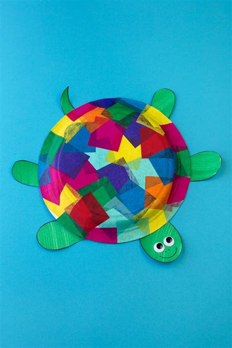 tissue paper  paper plate turtle craft