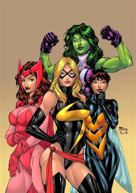 She Hulk Wasp Ms Marvel And Scarlet Witch From The Marvel Comic