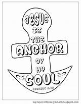 Coloring Pages Bible Jesus School Sunday Anchor Hebrews Kids Crafts Soul Inspirational Activities Vbs Lessons Verse Color 19 Scripture Verses sketch template