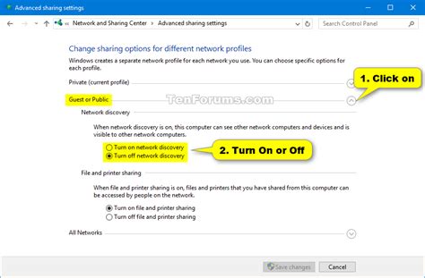 network sharing turn    network discovery  windows