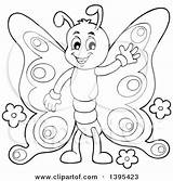 Butterfly Happy Clipart Lineart Waving Illustration Visekart Royalty Vector sketch template