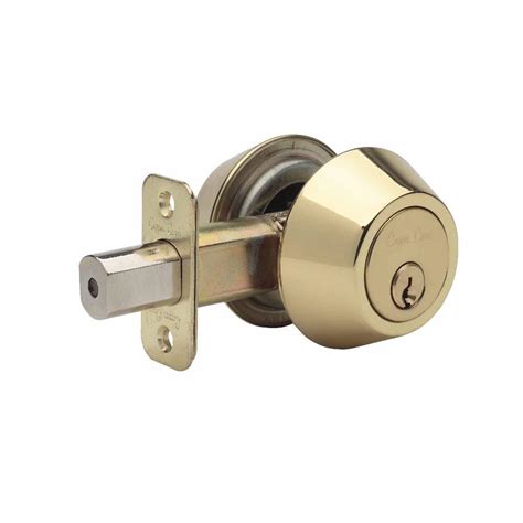 security polished brass double cylinder interlocking door deadbolt   home depot