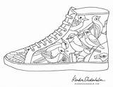 Coloring Shoes Pages Shoe Converse Nike Tennis Birds Drawing Color Print Adult Air Jordans Printable Colouring Sheets Jordan Adults High sketch template