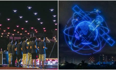 video stunning spectacular dazzling drone light show heralds  guinness book