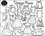 Coloring Paper Doll Printable Pages Dolls Vintage Print Marisole Roses Template Colour Sheets Kids Patterns Girls Monday Paperthinpersonas Clothes Style sketch template