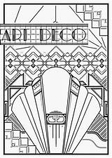 1920s Coloring Pages Deco Getcolorings Printable Color sketch template