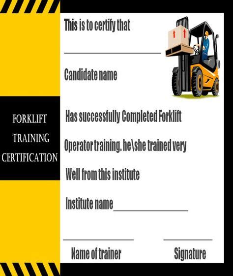 forklift certification card template ideas forklift card template