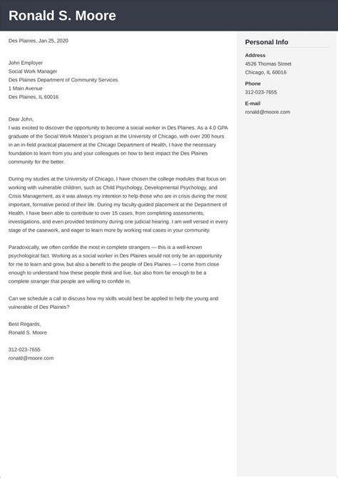 social work cover letter examples templates