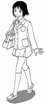 Walking Girl Anime Deviantart Manga Drawings sketch template