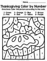 Thanksgiving Color Number Worksheets Preschool Pages Kindergarten Printables Subject sketch template