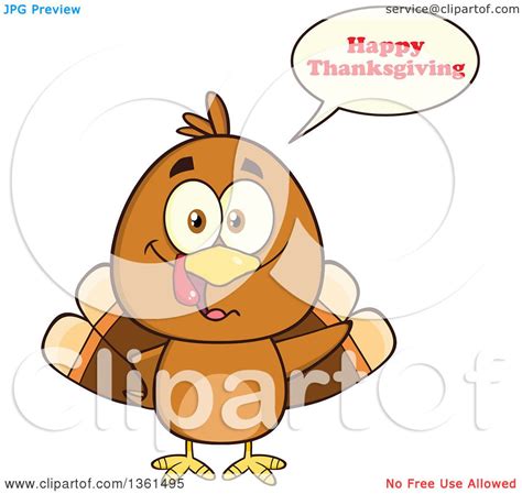 Clipart Of A Cartoon Cute Thanksgiving Turkey Bird Saying