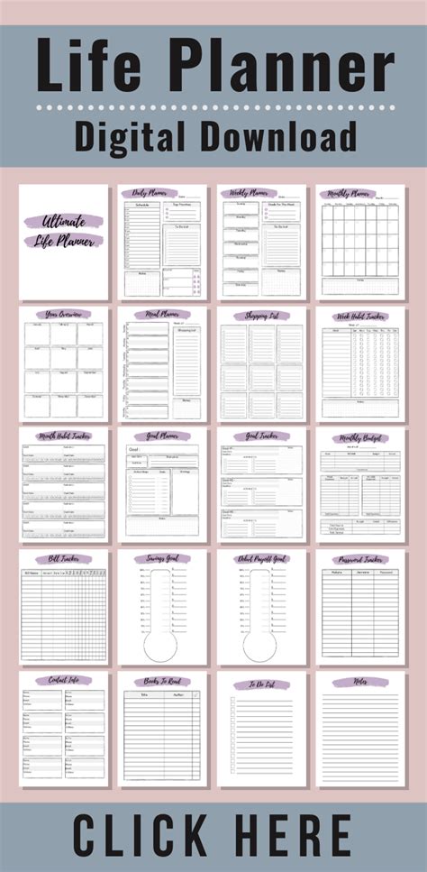 organizer life planner printables    templates included