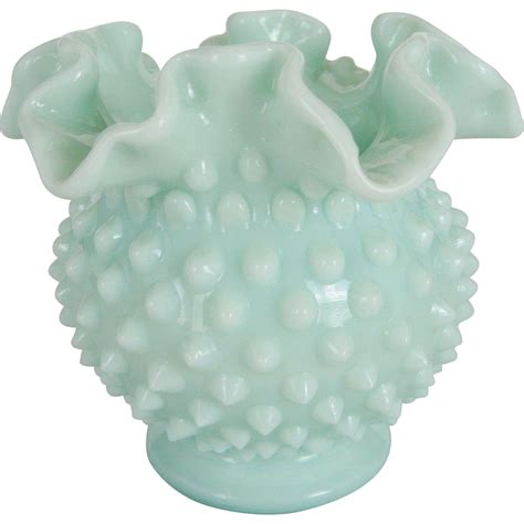 Fenton Green Pastel Milk Glass Hobnail Ball Vase Sold On