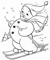 Snowman Coloring Skiing Fast sketch template