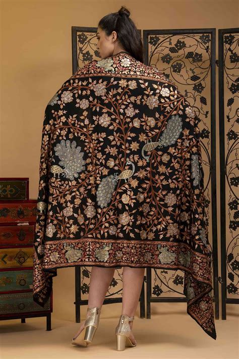 zari hand embroidered pashmina shawl
