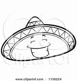 Hat Clipart Sombrero Coloring Mexican Cartoon Character Happy Smiling Vector Outlined Hats Cory Thoman Getdrawings Getcolorings sketch template