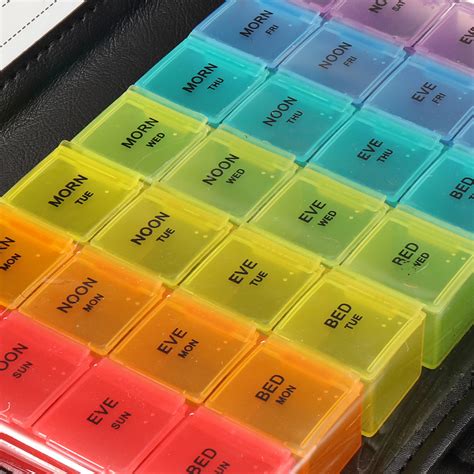 portable daily pill box organizer locking travel case  grids day