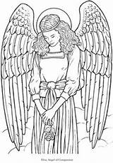 Coloring Angel Pages Guardian Adult Angels Seraphim Adults Colouring Printable Wings Sheets Kids Book Print Color Dover Publications Coloriage Compassion sketch template