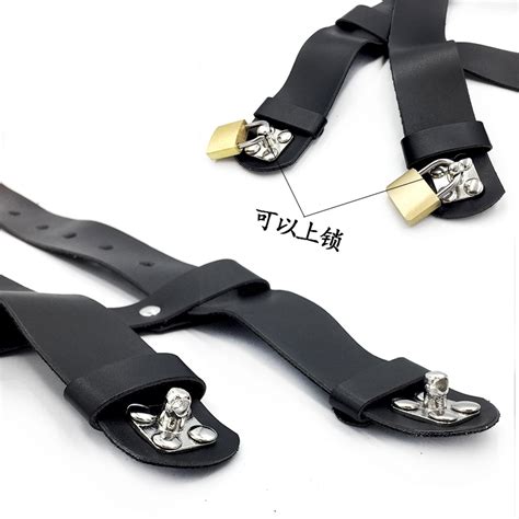 Leather High Heels Locking Belt Ankle Cuff High Heeled Shoes Restraints