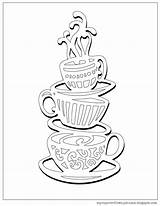 Coloring Cup Coffee Pages Tea Cups Overflows Stack Color Printable Getcolorings sketch template