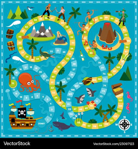 pirate board game template  print royalty  vector