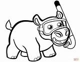 Hippo Coloring Baby Cute Snorkel Drawing Pages Printable Clipartmag Hippopotamus Cartoon sketch template