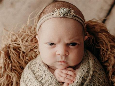 grumpy baby photoshoot  newborns grumpy face photoshoot