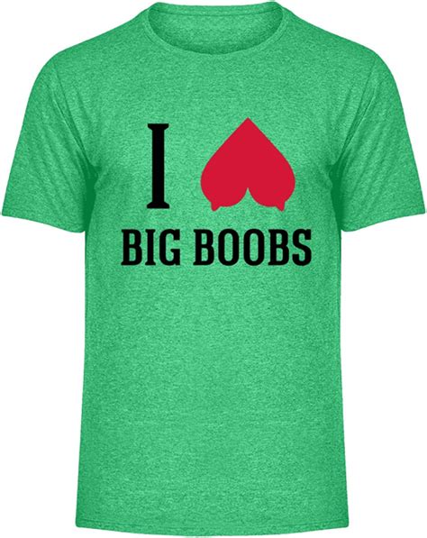i love big boobs tits boobies titten brüste herren melange shirt