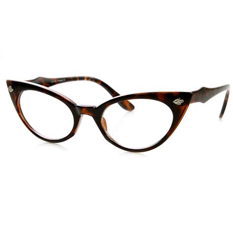 womens fashion 60 s era leaf accent clear lens cat eye glasses