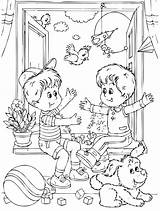 Friends Coloring Playing Pages Friendship School Middle Kids Hidden Children Preschoolers Stock Clipart Boys Small Room Colouring Printable Friend Worksheets sketch template