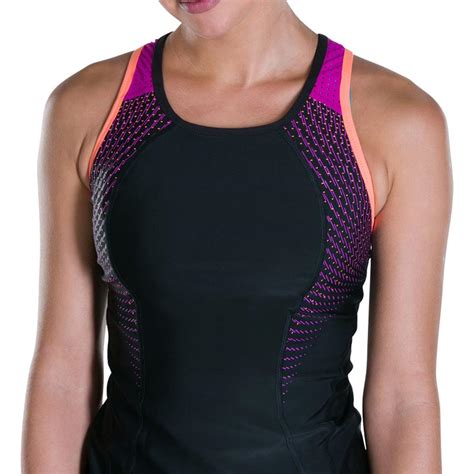 speedo pro  piece tankini blackdivafluo orange