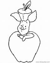 Piglet Coloring Pages Apple Disneyclips Hiding sketch template