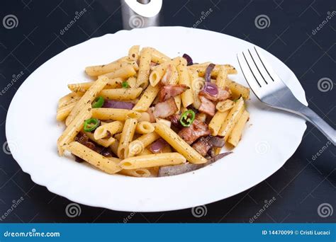 penne stock image image  food bacon cooked italian